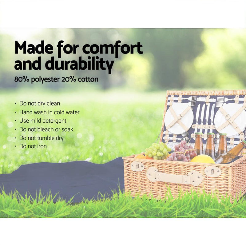 Alfresco 4 Person Picnic Basket Baskets Blue Deluxe Outdoor Corporate Blanket Park - John Cootes