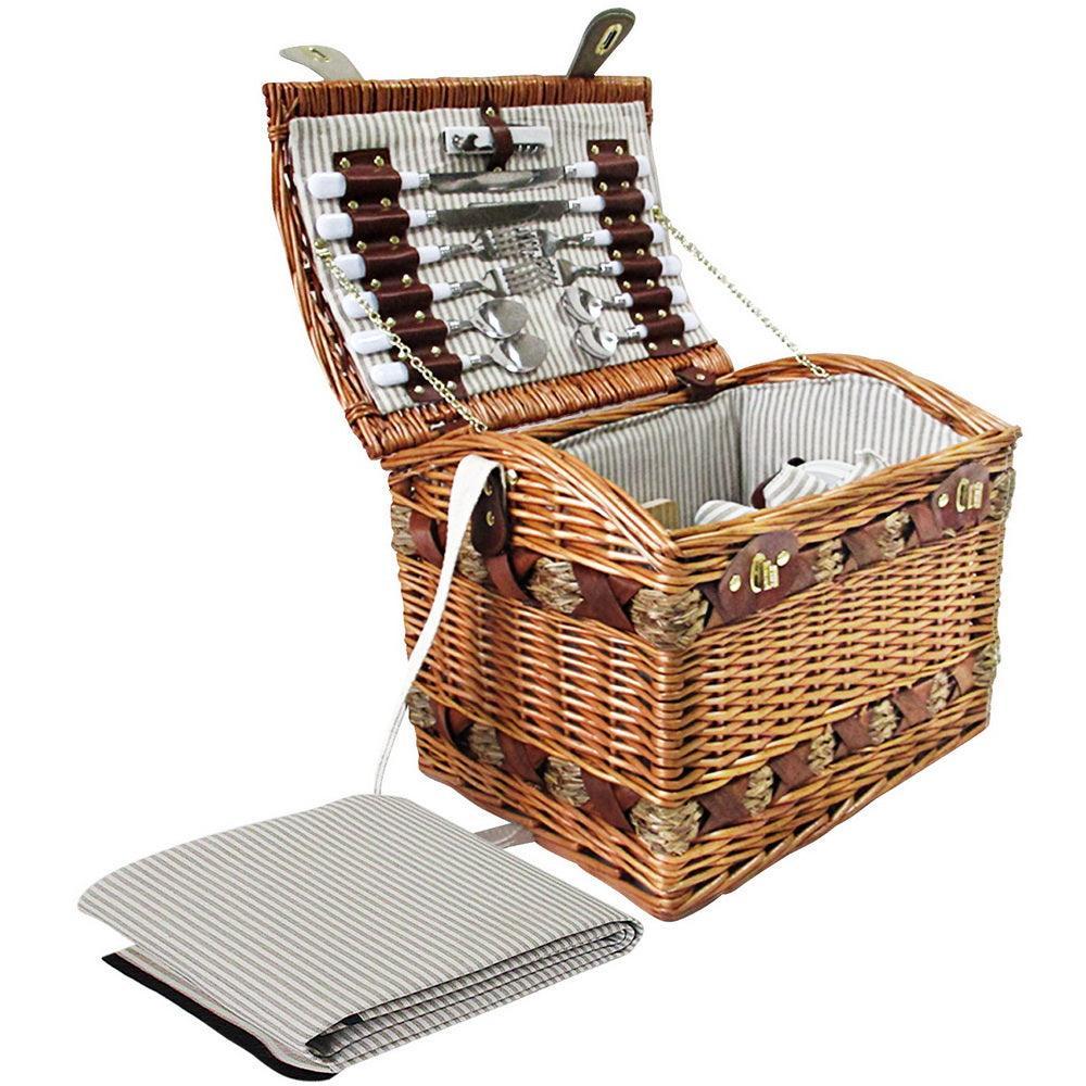 Alfresco 4 Person Picnic Basket Baskets Deluxe Outdoor Corporate Blanket Park - John Cootes