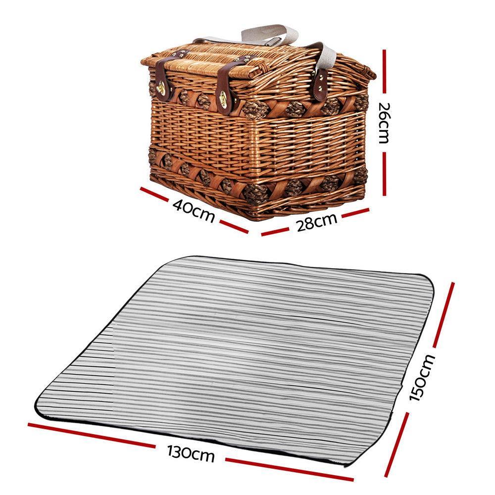 Alfresco 4 Person Picnic Basket Baskets Deluxe Outdoor Corporate Blanket Park - John Cootes