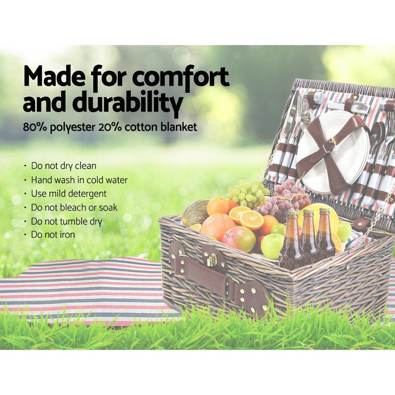 Alfresco 4 Person Picnic Basket Baskets Deluxe Outdoor Corporate Gift Blanket - John Cootes