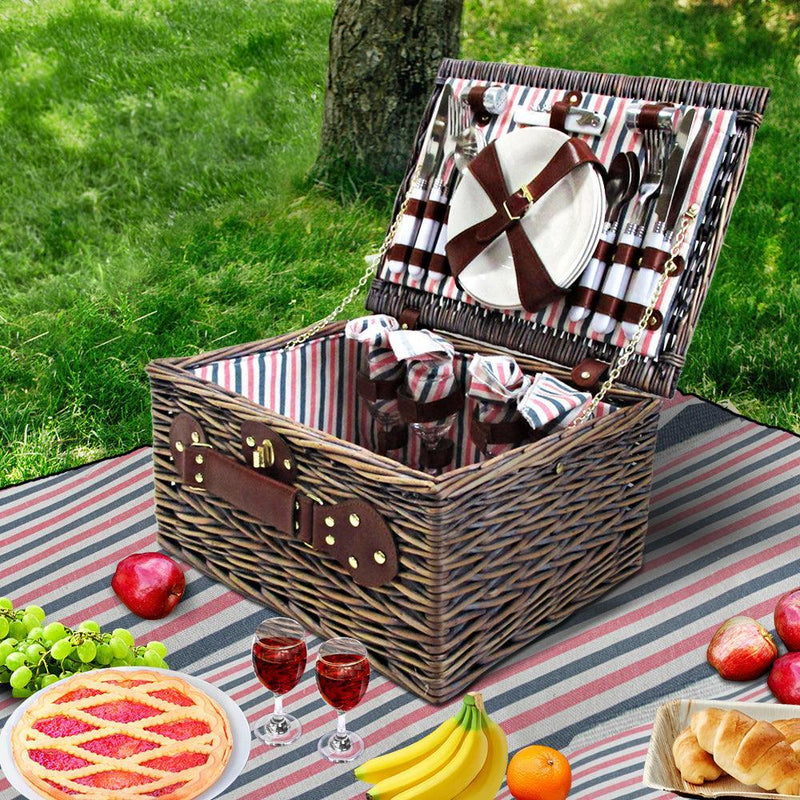 Alfresco 4 Person Picnic Basket Baskets Deluxe Outdoor Corporate Gift Blanket - John Cootes