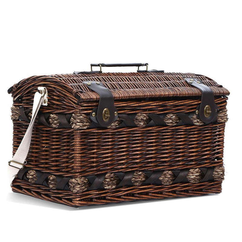 Alfresco 4 Person Wicker Picnic Basket Baskets Outdoor Insulated Gift Blanket - John Cootes
