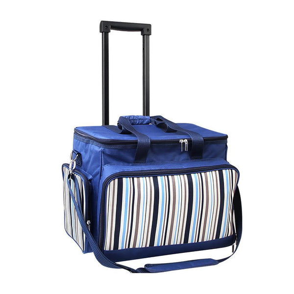 Alfresco 6 Person Picnic Bag Trolley Set - Blue - John Cootes