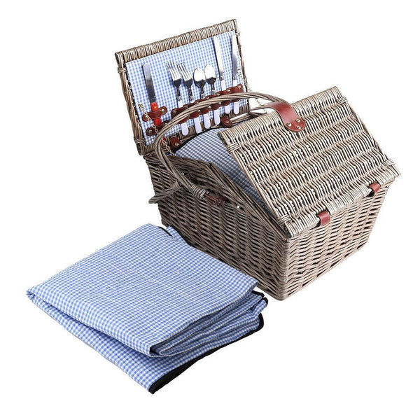 Alfresco Deluxe 4 Person Picnic Basket Baskets Outdoor Insulated Blanket - John Cootes