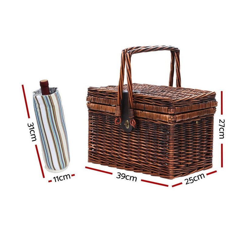 Alfresco Deluxe 4 Person Picnic Basket Set Folding Outdoor Insulated Liquor bag - John Cootes