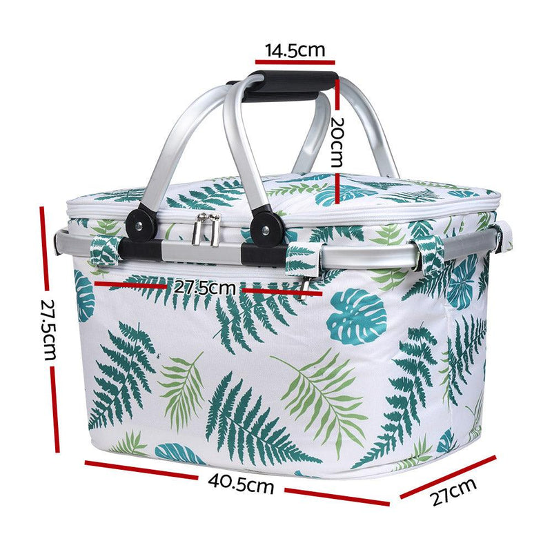 Alfresco Folding Picnic Bag Basket Hamper Camping Hiking Insulated Lunch Cooler - John Cootes