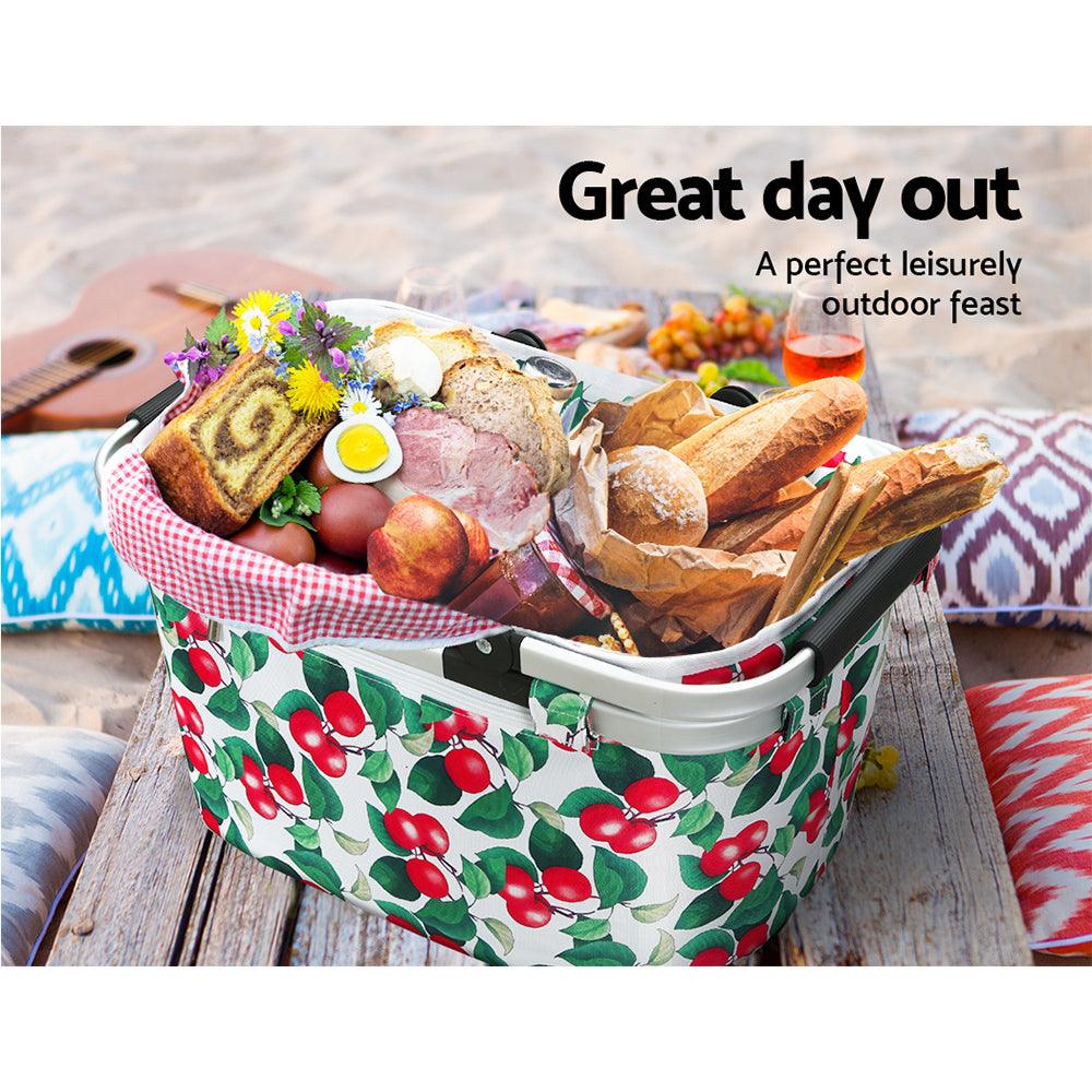 Alfresco Picnic Bag Basket Folding Hamper Camping Hiking Insulated Outdoor - John Cootes