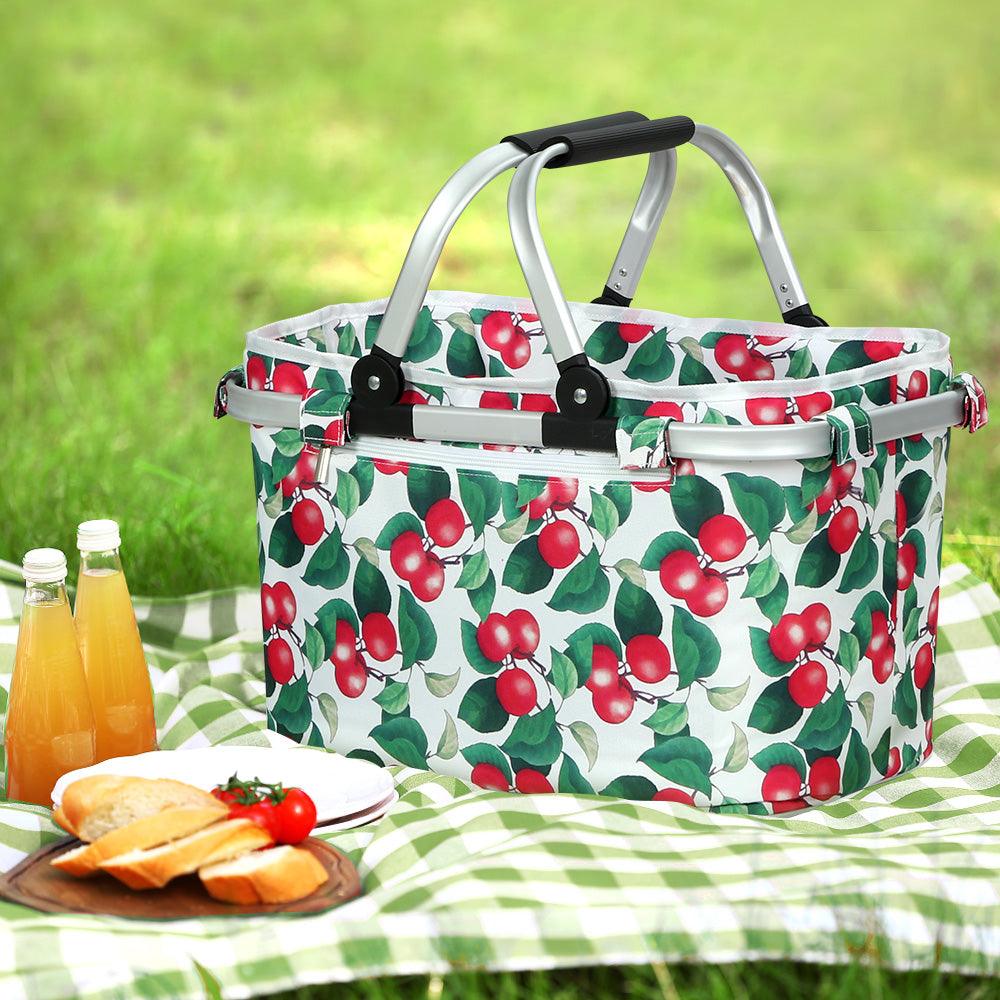 Alfresco Picnic Bag Basket Folding Hamper Camping Hiking Insulated Outdoor - John Cootes