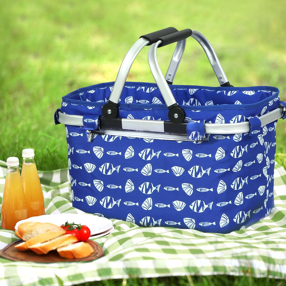 Alfresco Picnic Bag Basket FoldingHamper Camping Hiking Insulated - John Cootes