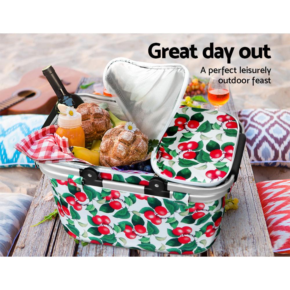 Alfresco Picnic Bag Basket Hamper Camping Hiking Insulated Lunch Cooler Folding - John Cootes