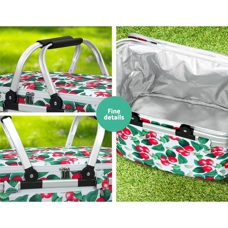 Alfresco Picnic Bag Basket Hamper Camping Hiking Insulated Lunch Cooler Folding - John Cootes