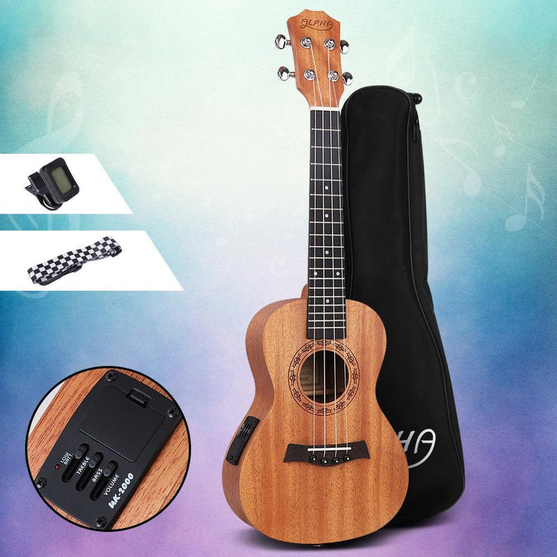 ALPHA 23 Inch Concert Ukulele Electric Mahogany Ukeleles Uke Hawaii Guitar with EQ - John Cootes