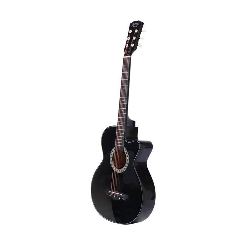ALPHA 38 Inch Wooden Acoustic Guitar with Accessories set Black - John Cootes