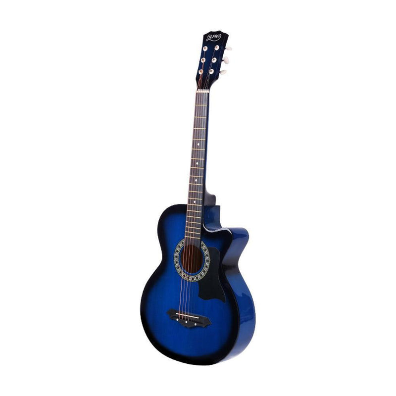 ALPHA 38 Inch Wooden Acoustic Guitar with Accessories set Blue - John Cootes