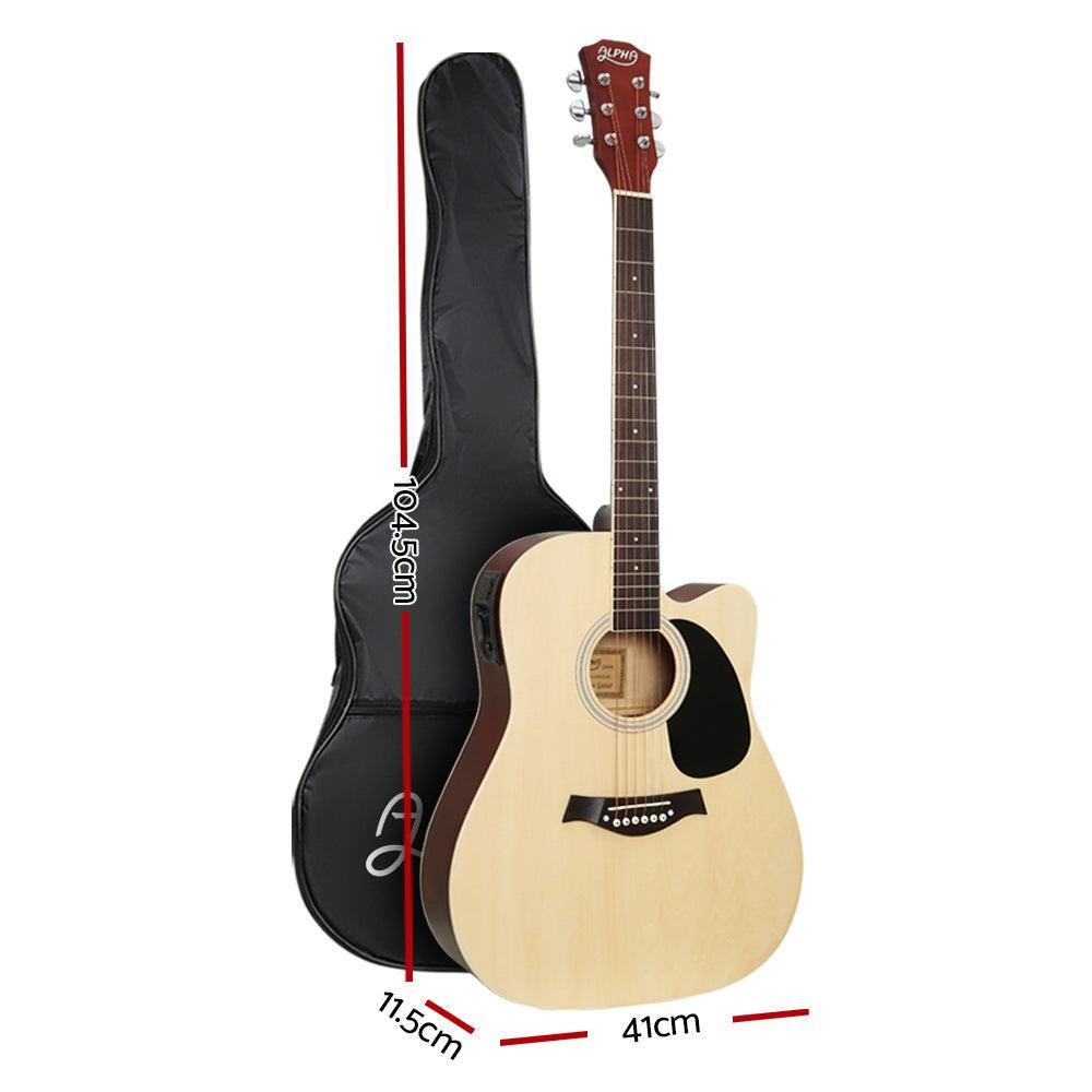 Alpha 41'' Inch Electric Acoustic Guitar Wooden Classical EQ With Pickup Bass Natural - John Cootes