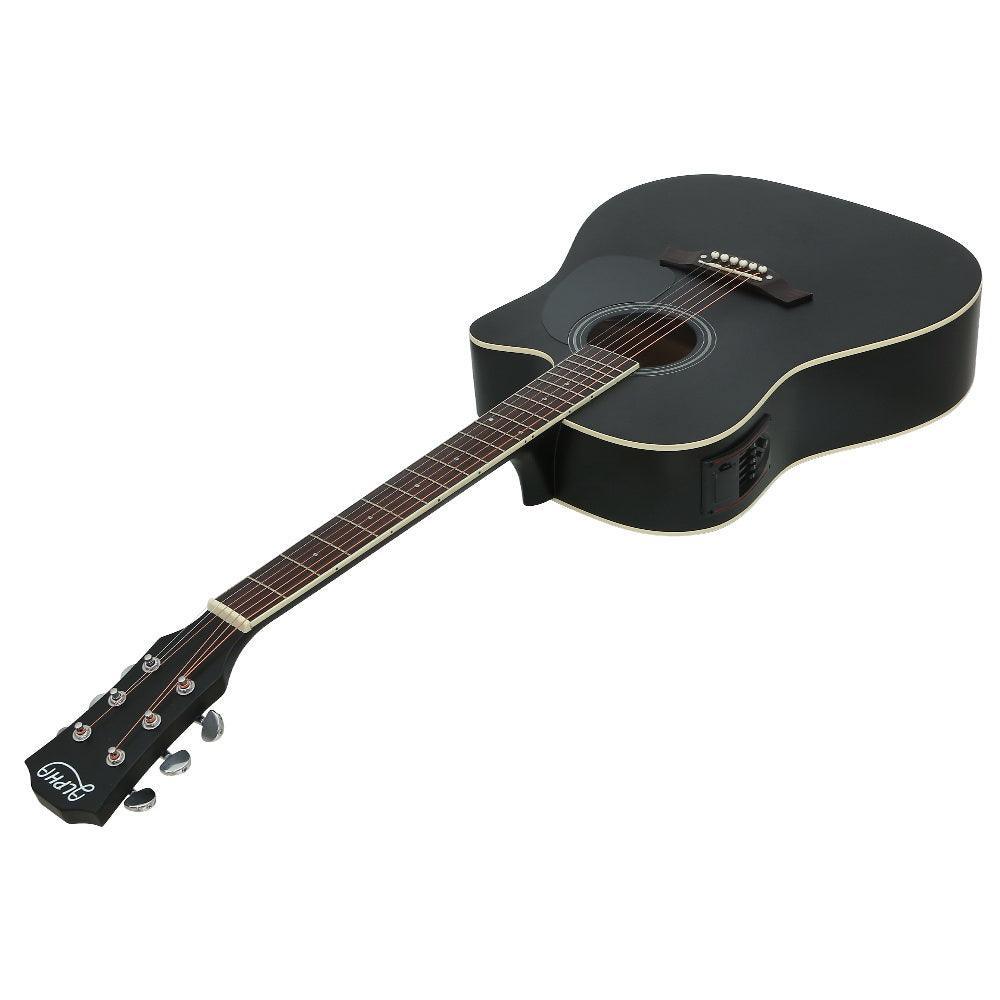 Alpha 41'' Inch Electric Acoustic Guitar Wooden Classical Full Size EQ Capo Black - John Cootes