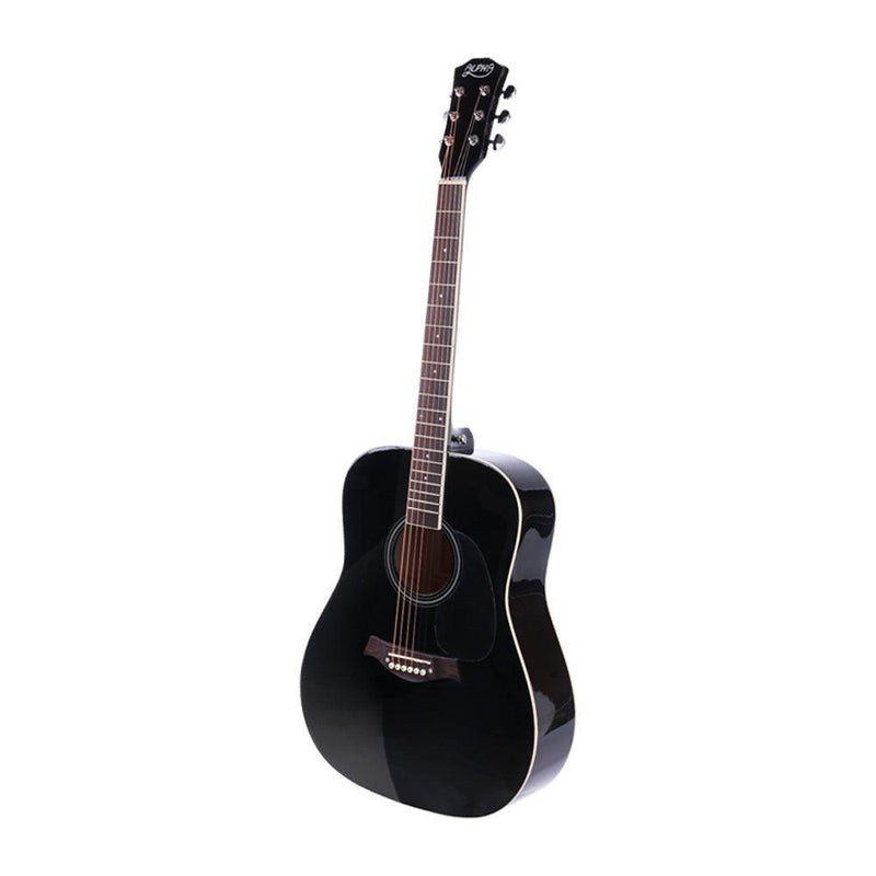 ALPHA 41 Inch Wooden Acoustic Guitar with Accessories set Black - John Cootes