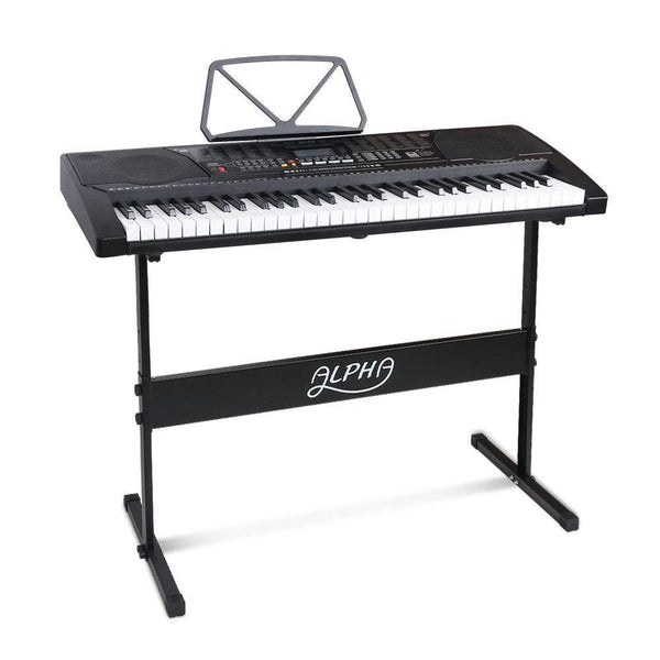 Alpha 61 Key Lighted Electronic Piano Keyboard LCD Electric w/ Holder Music Stand - John Cootes