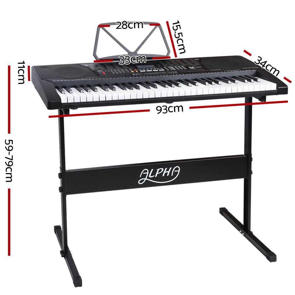 Alpha 61 Key Lighted Electronic Piano Keyboard LCD Electric w/ Holder Music Stand - John Cootes