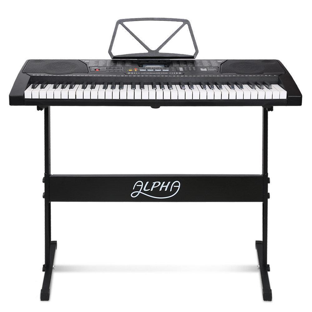 Alpha 61 Key Lighted Electronic Piano Keyboard LCD Electric w/ Holder Music Stand - John Cootes