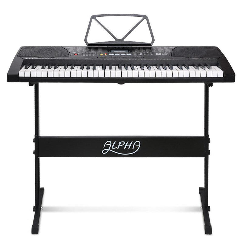 Alpha 61 Key Lighted Electronic Piano Keyboard LCD Electric w/ Holder Music Stand - John Cootes