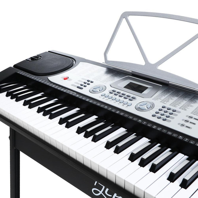 Alpha 61 Keys Electronic Piano Keyboard LED Electric Silver with Music Stand for Beginner - John Cootes