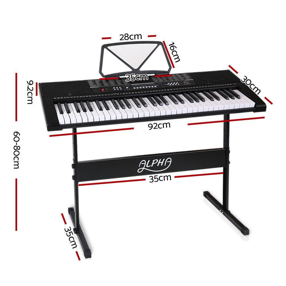 Alpha 61 Keys Electronic Piano Keyboard LED Electric w/Holder Music Stand USB Port - John Cootes