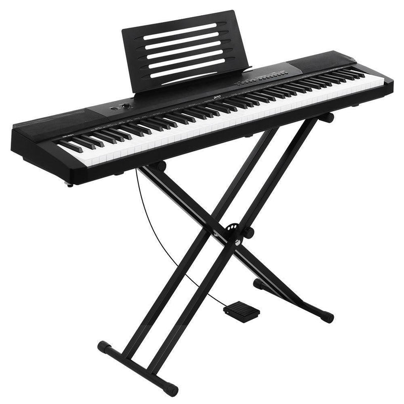 Alpha 88 Keys Electronic Piano Keyboard Electric Holder Music Stand Touch Sensitive with Sustain pedal - John Cootes