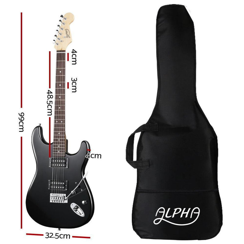 Alpha Electric Guitar Music String Instrument Rock Black Carry Bag Steel String - John Cootes