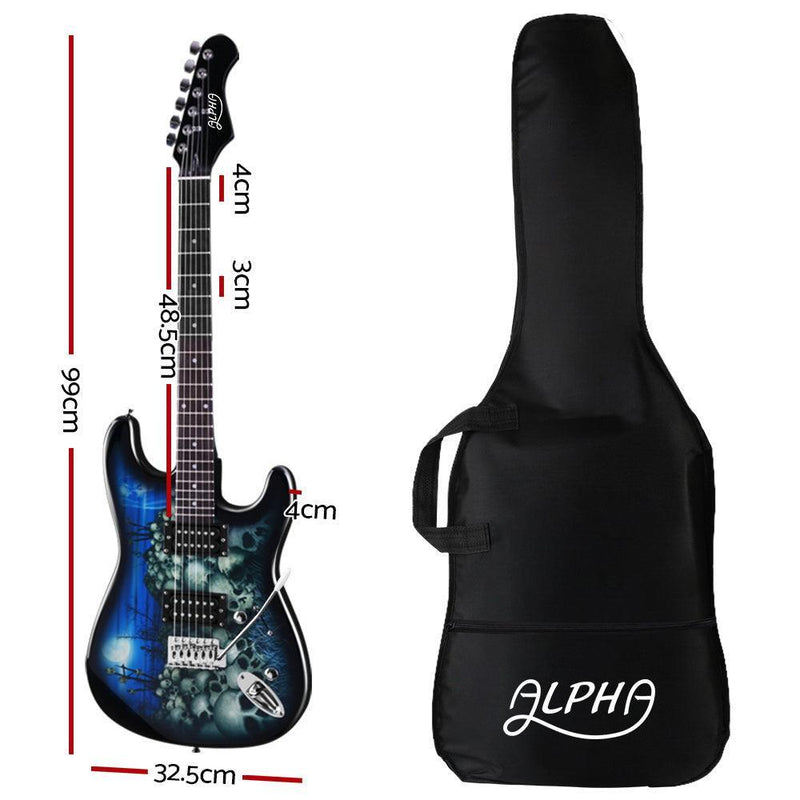Alpha Electric Guitar Music String Instrument Rock Blue Carry Bag Steel String - John Cootes