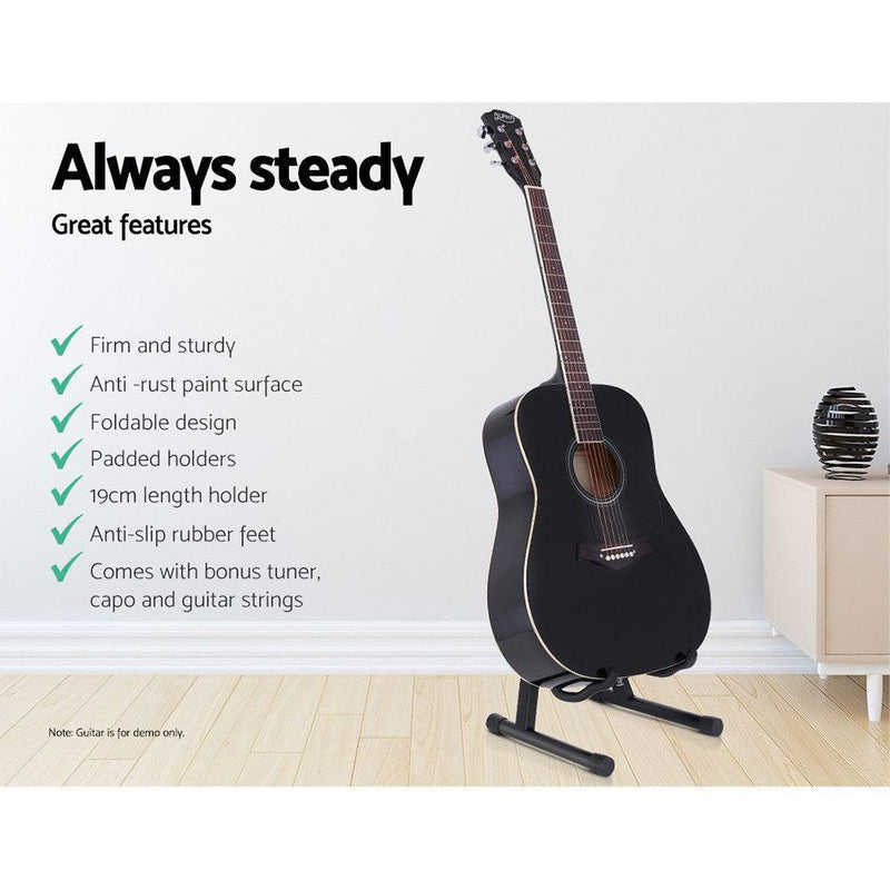 ALPHA Folding Acoustic Guitar Stand Bass Floor Rack Holder Accessories Pack - John Cootes