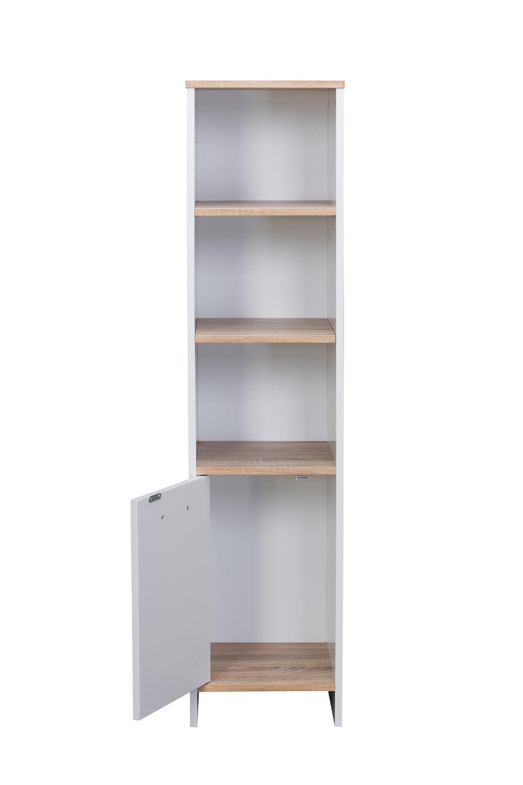 Alto Bathroom Tallboy Narrow High Cabinet With 1 Doors/3 Shelves - Oak/White - John Cootes