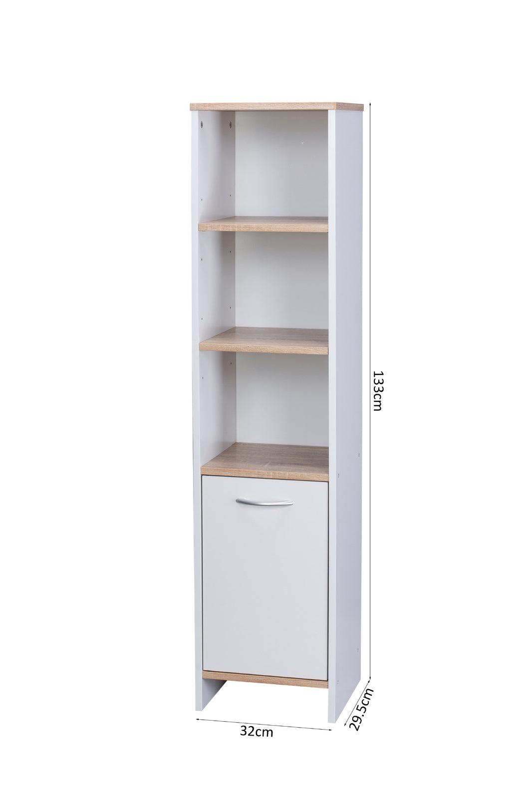 Alto Bathroom Tallboy Narrow High Cabinet With 1 Doors/3 Shelves - Oak/White - John Cootes