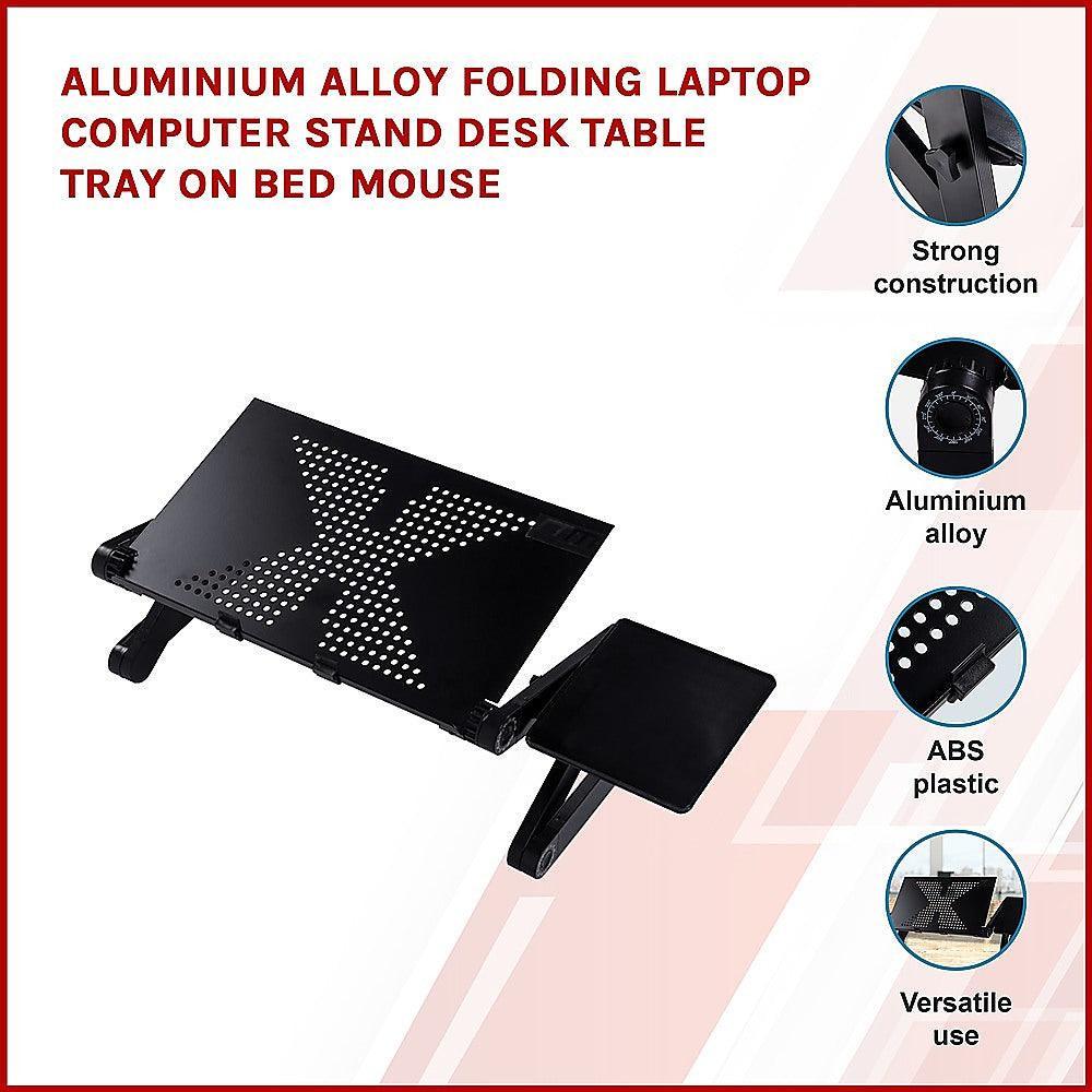 Aluminium Alloy Folding Laptop Computer Stand Desk Table Tray On Bed Mouse - John Cootes