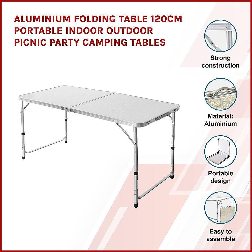 Aluminium Folding Table 120cm Portable Indoor Outdoor Picnic Party Camping Tables - John Cootes