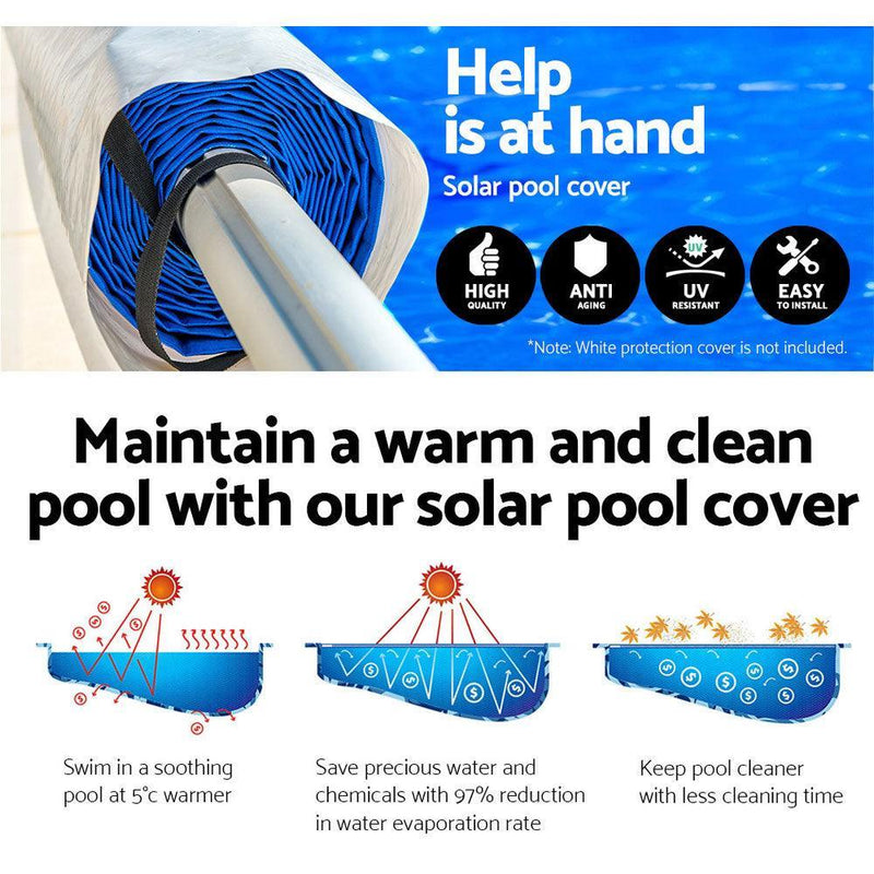 Aquabuddy 6.5x3m Pool Cover Rolloer Swimming Solar Blanket Covers Bubble Heater - John Cootes