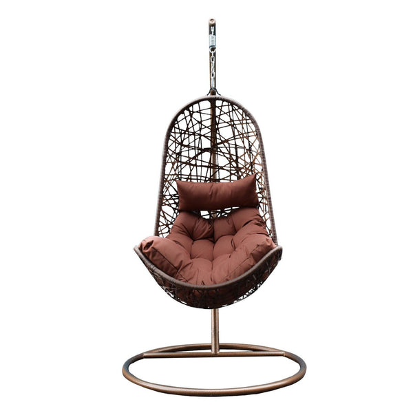 Arcadia Furniture Hanging Basket Egg Chair Outdoor Wicker Rattan Patio Garden - Brown and Coffee - John Cootes