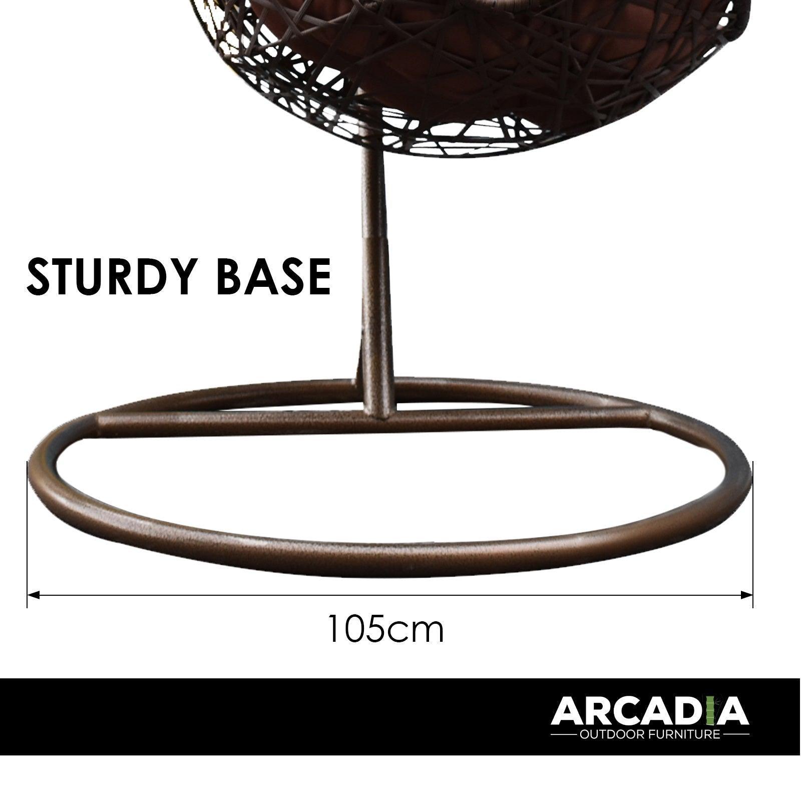 Arcadia Furniture Hanging Basket Egg Chair Outdoor Wicker Rattan Patio Garden - Brown and Coffee - John Cootes