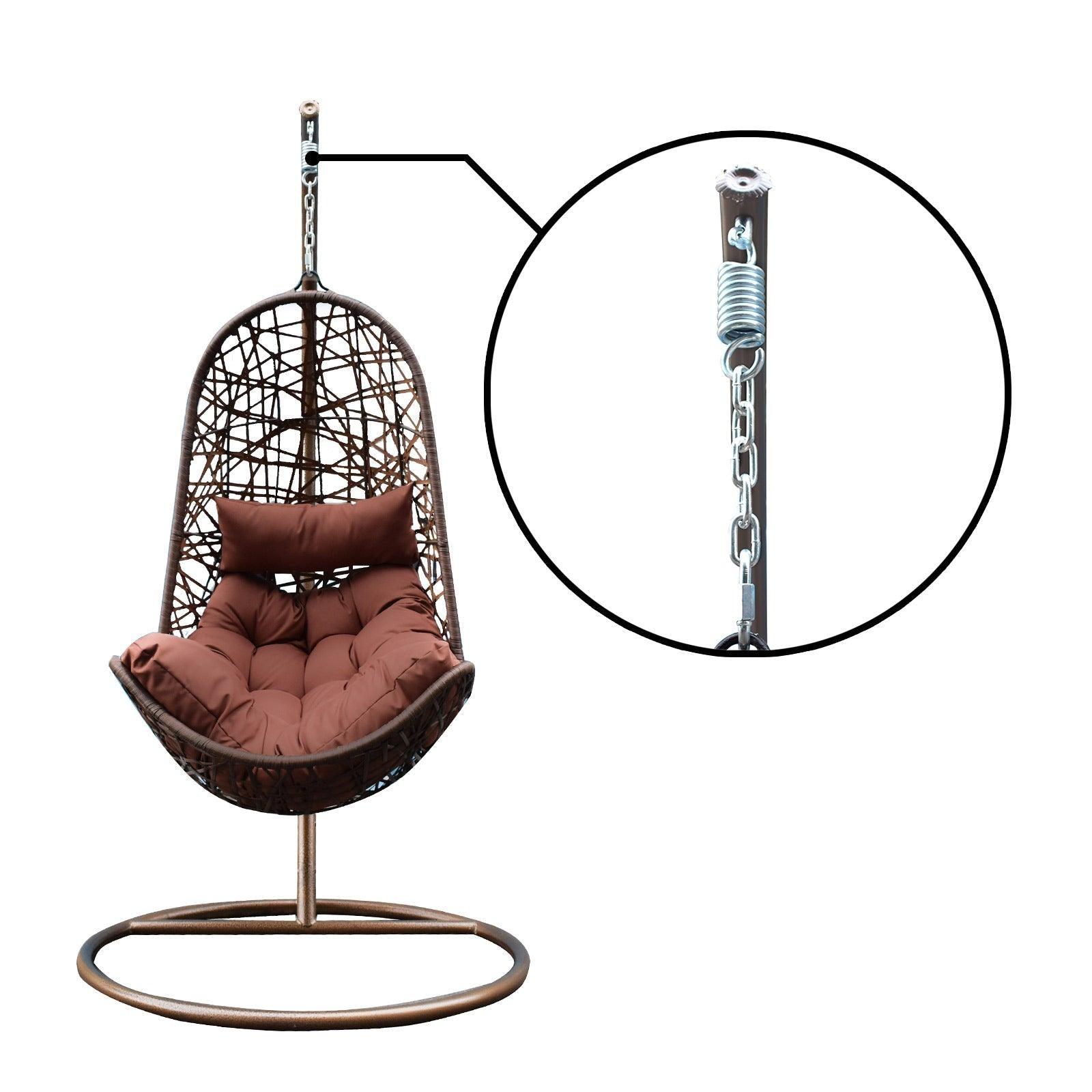 Arcadia Furniture Hanging Basket Egg Chair Outdoor Wicker Rattan Patio Garden - Brown and Coffee - John Cootes