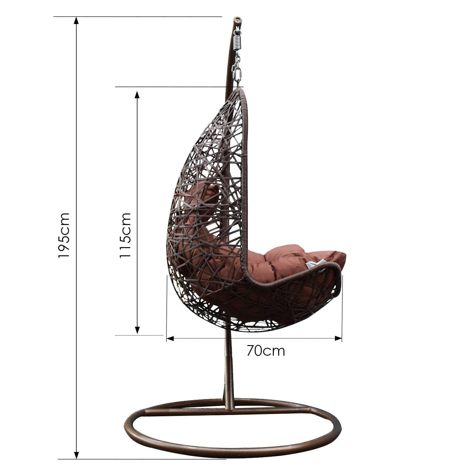 Arcadia Furniture Hanging Basket Egg Chair Outdoor Wicker Rattan Patio Garden - Brown and Coffee - John Cootes