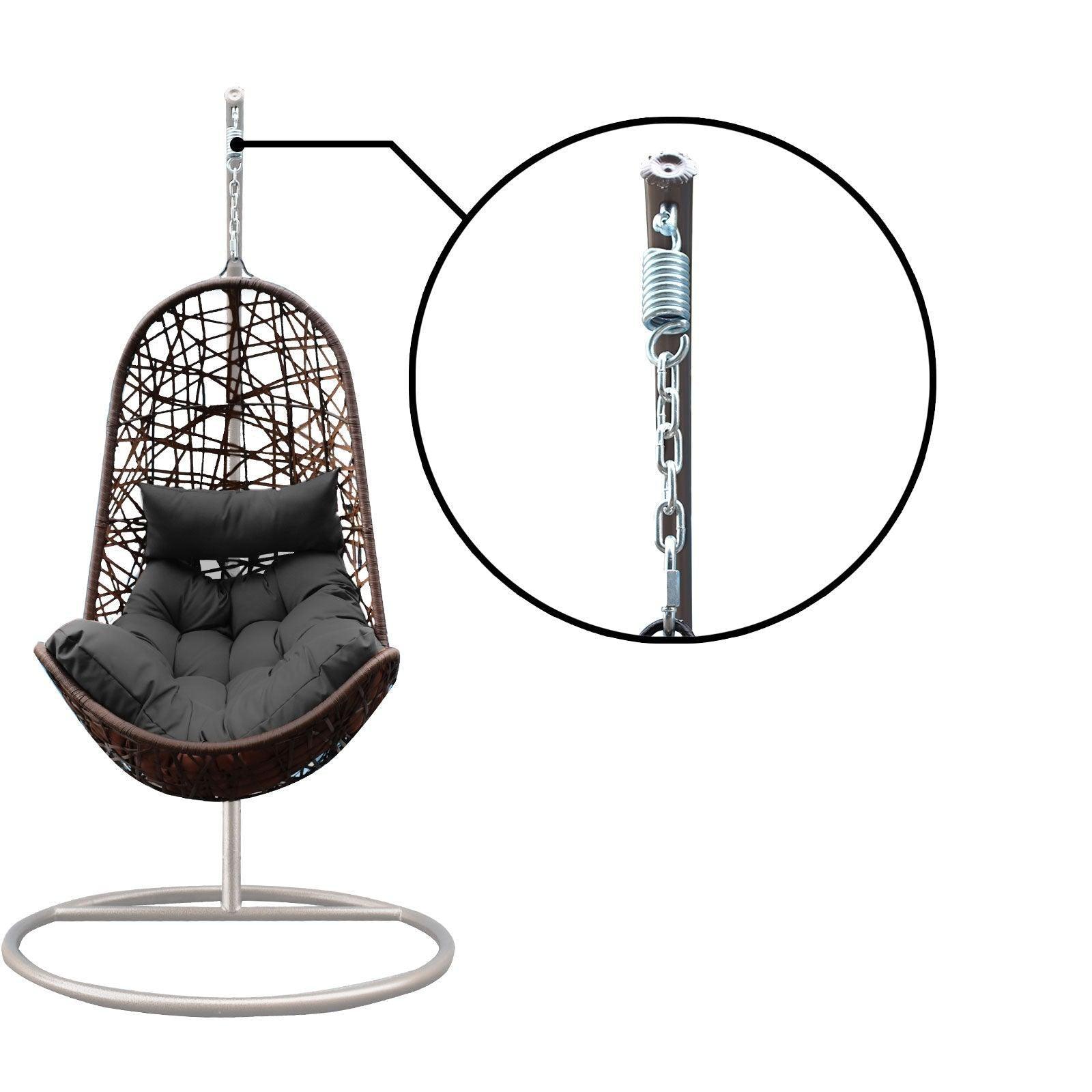 Arcadia Furniture Hanging Basket Egg Chair Outdoor Wicker Rattan Patio Garden - Oatmeal and Grey - John Cootes