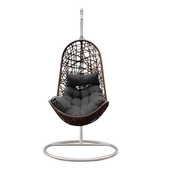 Arcadia Furniture Hanging Basket Egg Chair Outdoor Wicker Rattan Patio Garden - Oatmeal and Grey - John Cootes
