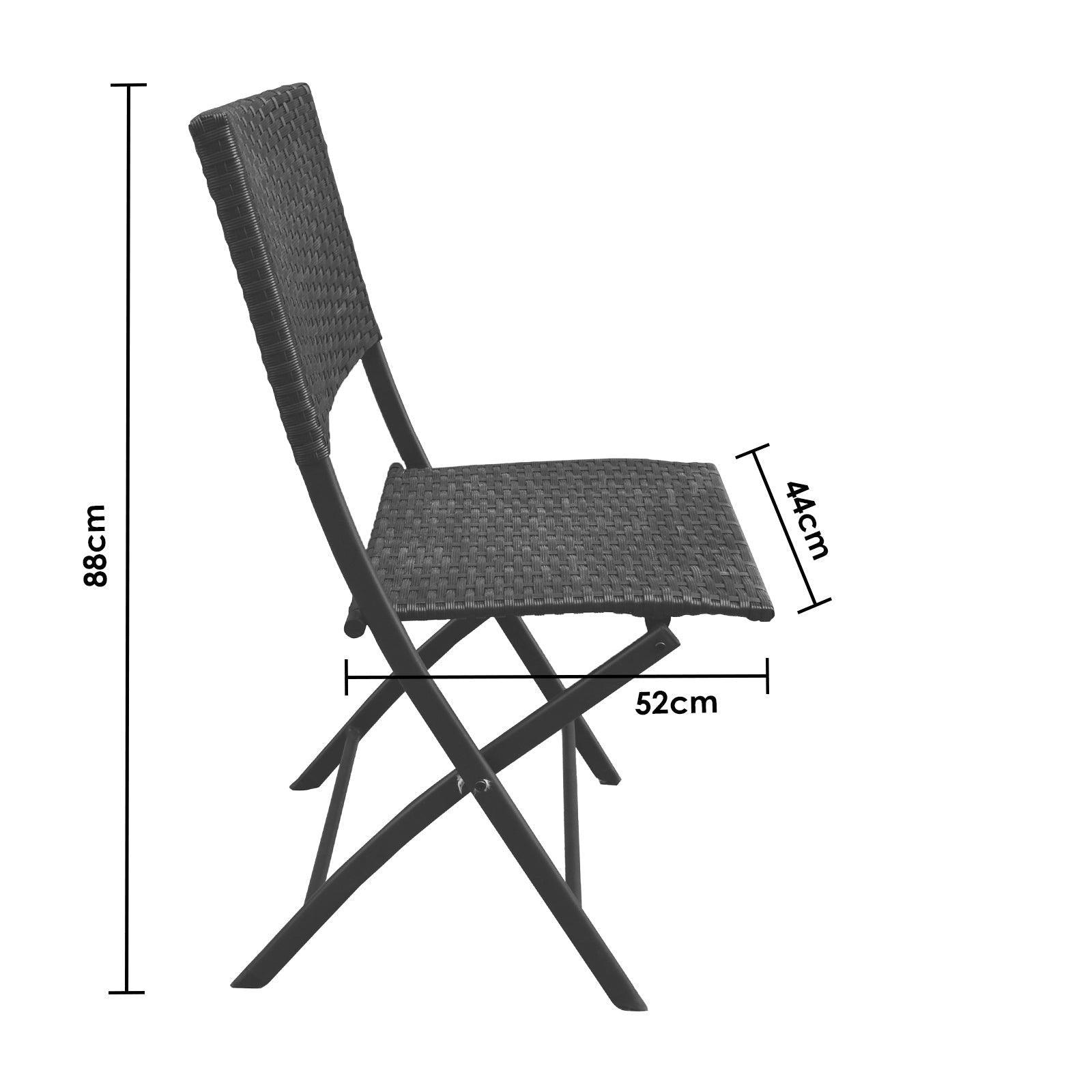 Arcadia Furniture Outdoor 3 Piece Foldable Rattan Coffee Table Set Garden Patio - Black - John Cootes