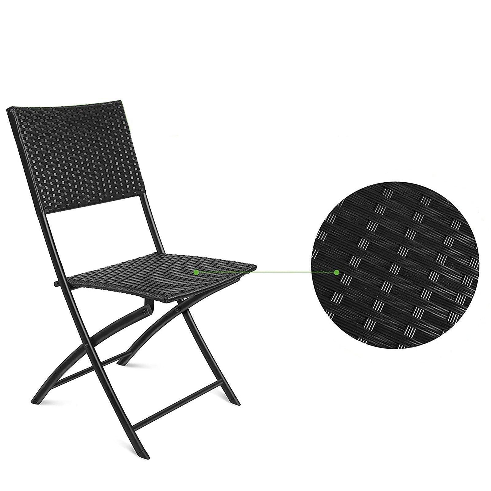 Arcadia Furniture Outdoor 3 Piece Foldable Rattan Coffee Table Set Garden Patio - Black - John Cootes