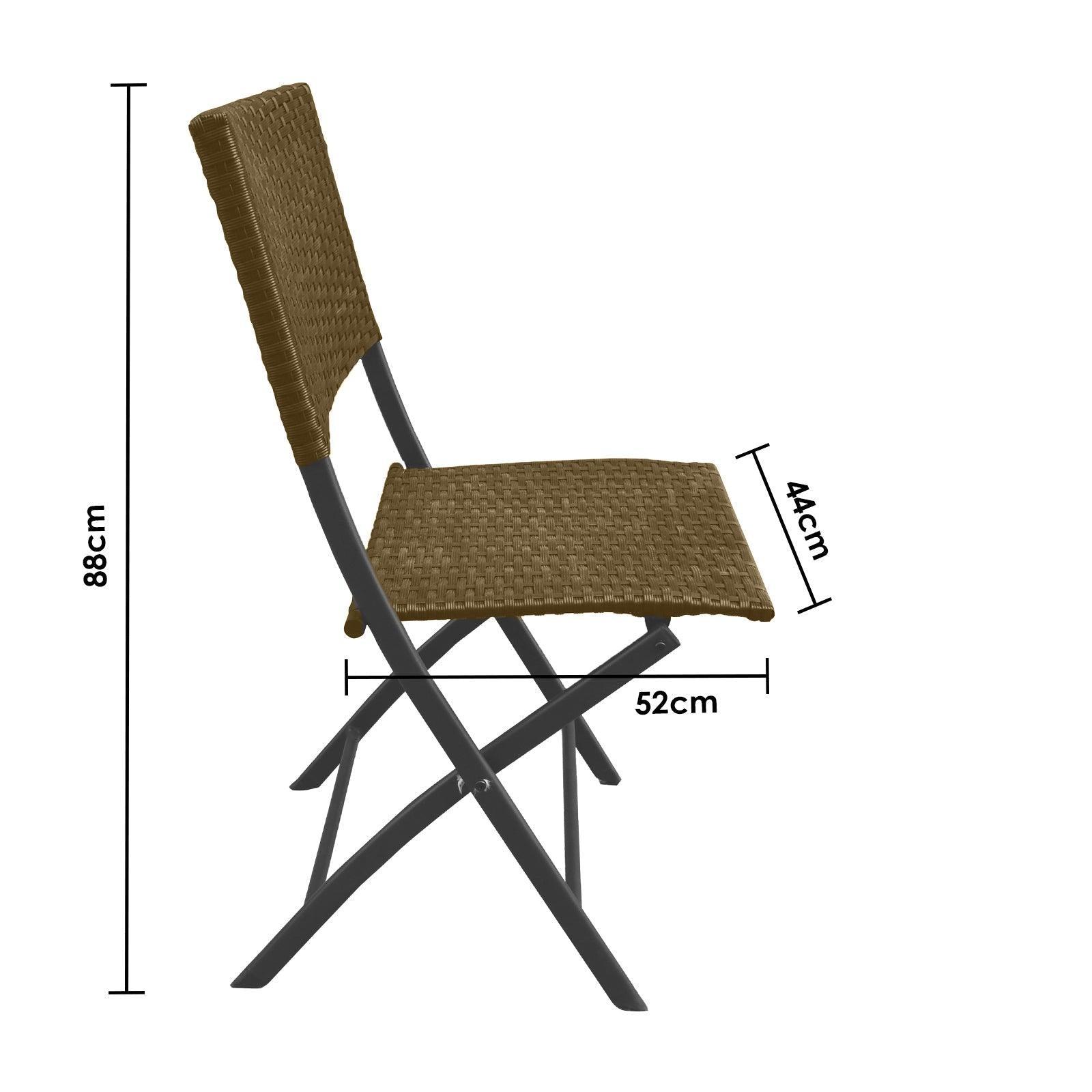 Arcadia Furniture Outdoor 3 Piece Foldable Rattan Coffee Table Set Garden Patio - Oatmeal - John Cootes