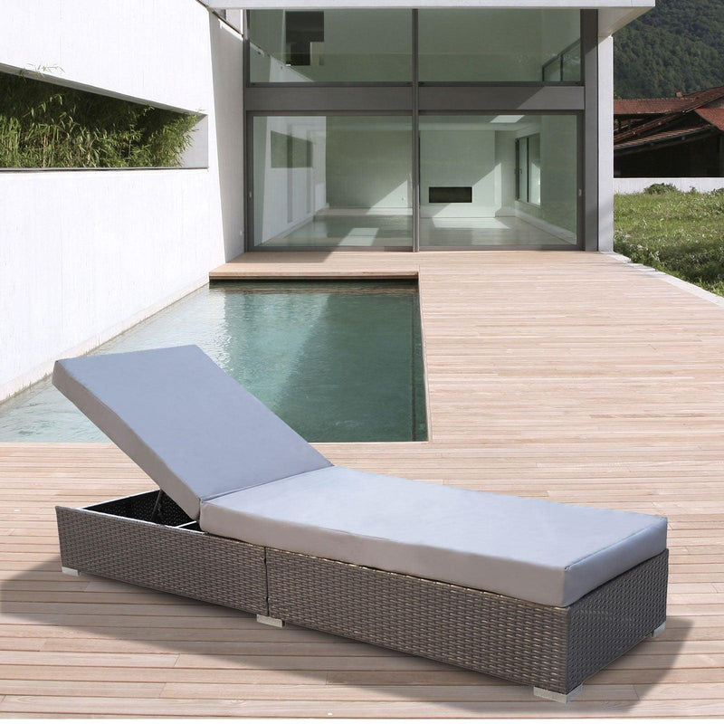 Arcadia Furniture Outdoor 3 Piece Sunlounge Set Rattan Garden Day Bed Lounger - Oatmeal and Grey - John Cootes