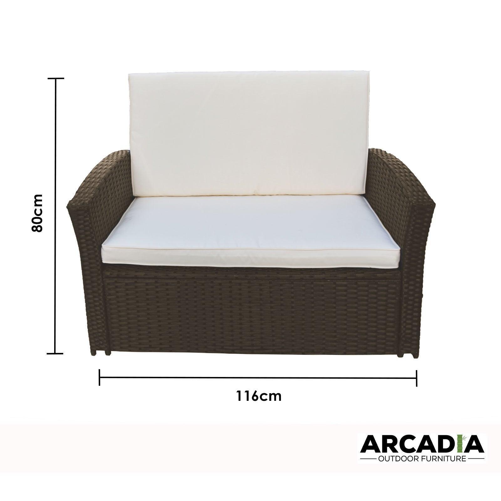 Arcadia Furniture Outdoor 4 Piece Sofa Lounge Set Wicker Rattan Garden - Oatmeal and Grey - John Cootes