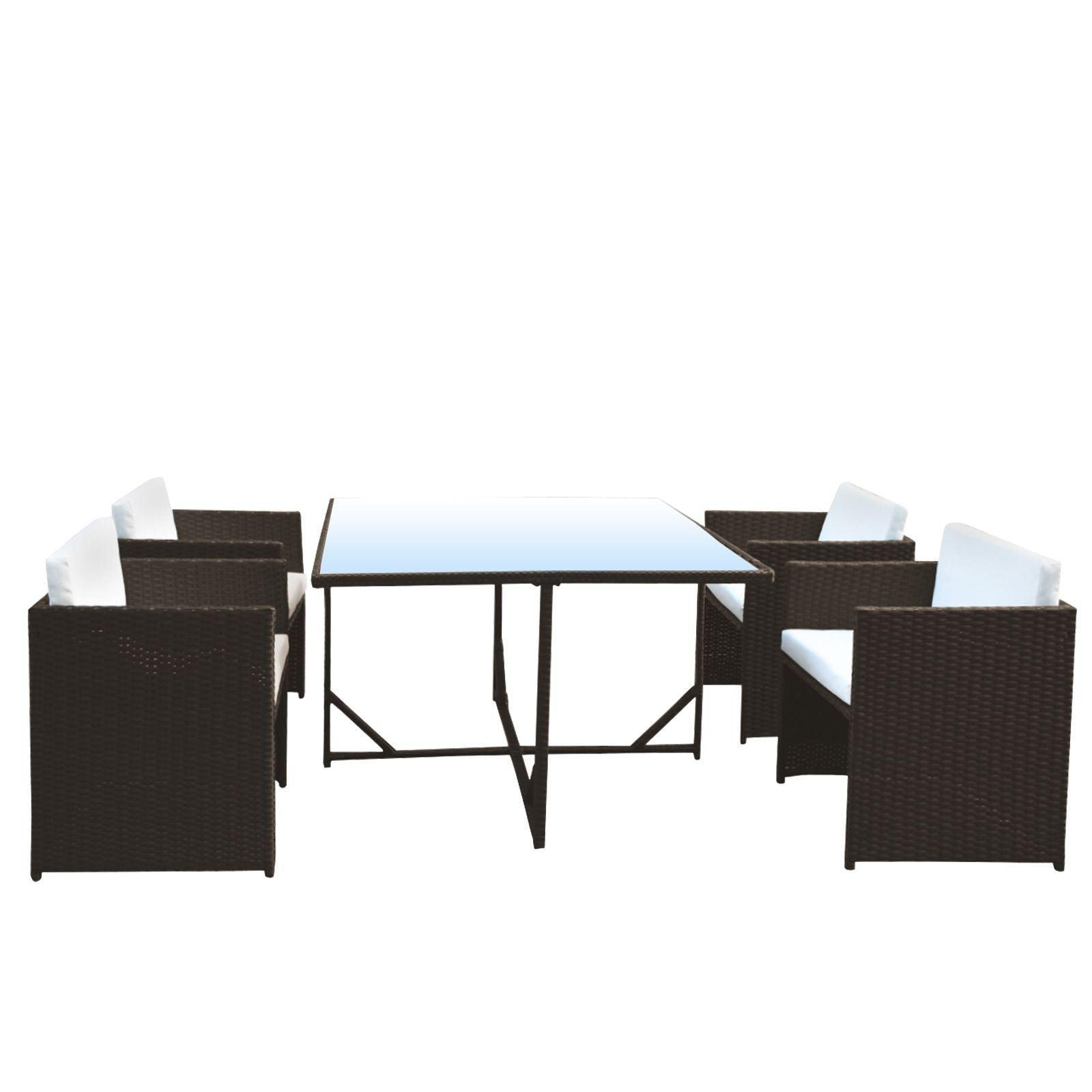 Arcadia Furniture Outdoor 5 Piece Bar Table Set Rattan and Cushions Patio Dining - Black and Grey - John Cootes