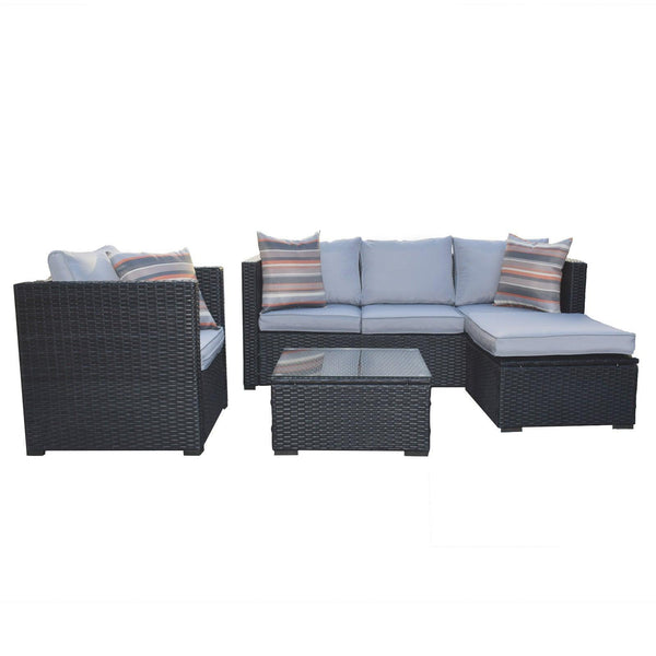 Arcadia Furniture Outdoor Rattan 4 Piece Sofa Lounge Set Home Garden Patio - Black and Grey - John Cootes