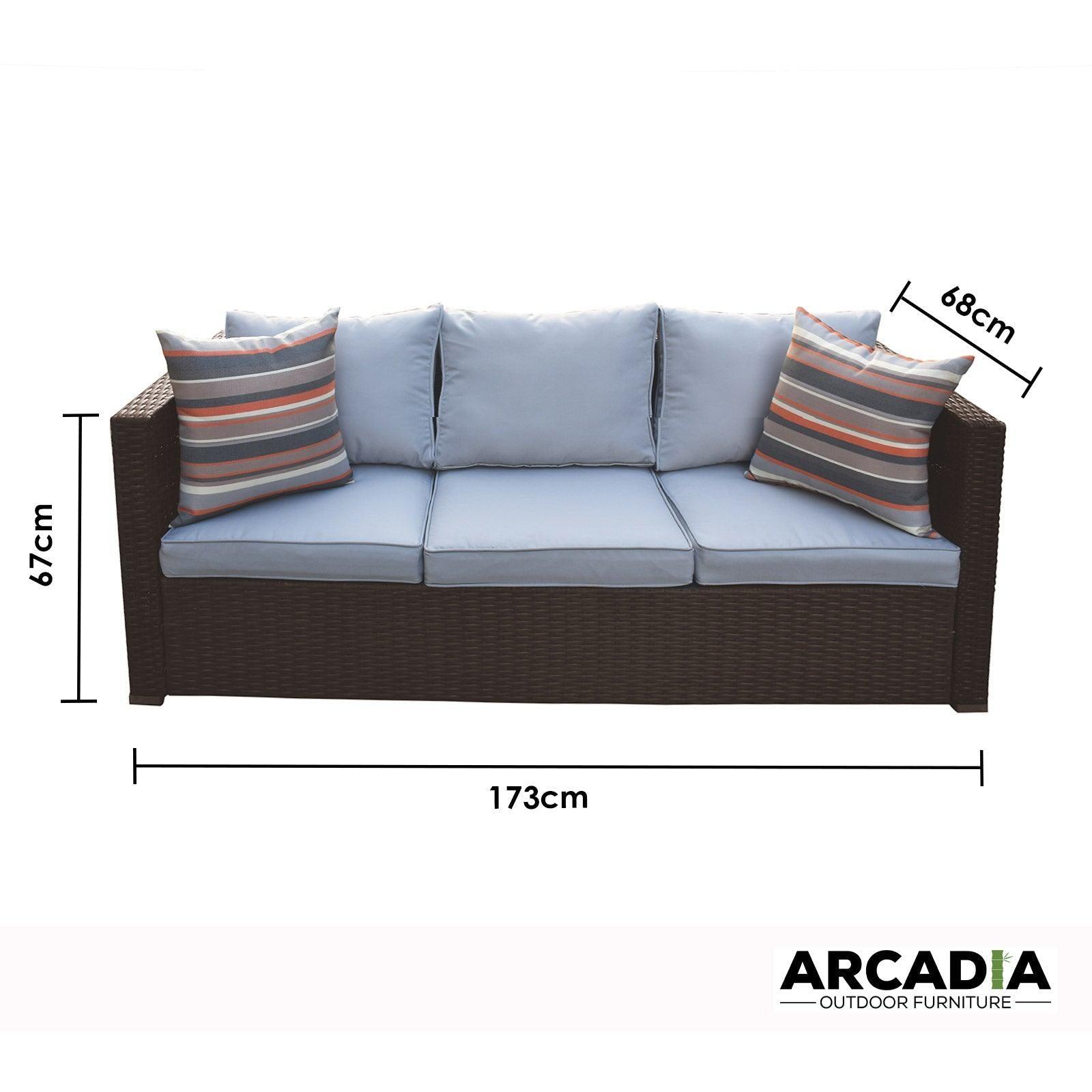 Arcadia Furniture Outdoor Rattan 4 Piece Sofa Lounge Set Home Garden Patio - Oatmeal and Grey - John Cootes